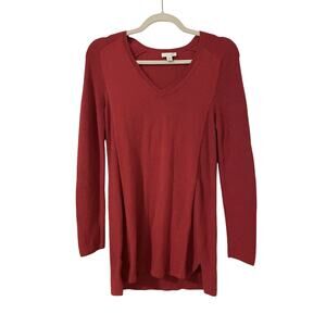 J Jill Size XS Sweater Red Long Sleeve Tunic Length Cotton Blend